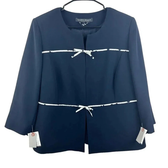 Marina Rinaldi Marin Cannes Blazer Jacket Navy/White Size 16 New - Picture 1 of 16